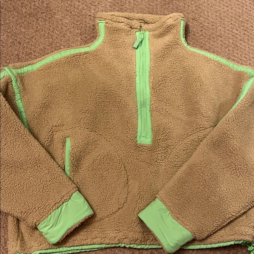 Women’s Tan and Green Fleece Jacket